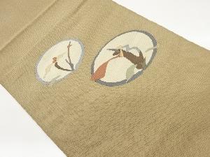 丸に抽象花模様織出し名古屋帯